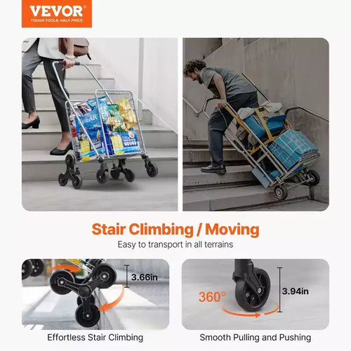 Chariot de rangement d'escalade 45L, roues pivotantes à 360°, roues triples, chariot utilitaire léger pliable pour la lessive et les voyages, argent