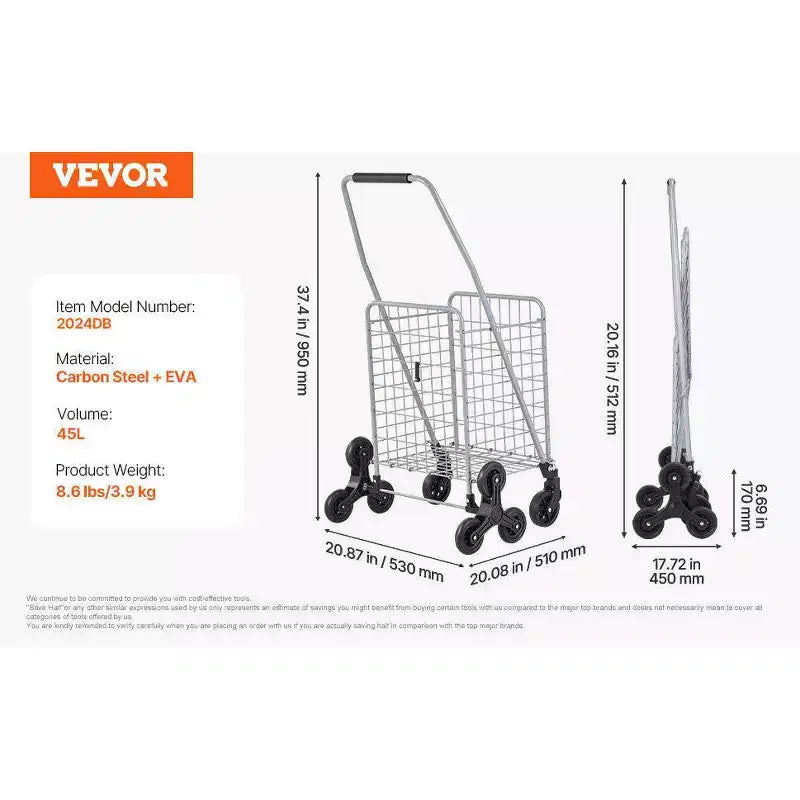 Chariot de rangement d'escalade 45L, roues pivotantes à 360°, roues triples, chariot utilitaire léger pliable pour la lessive et les voyages, argent
