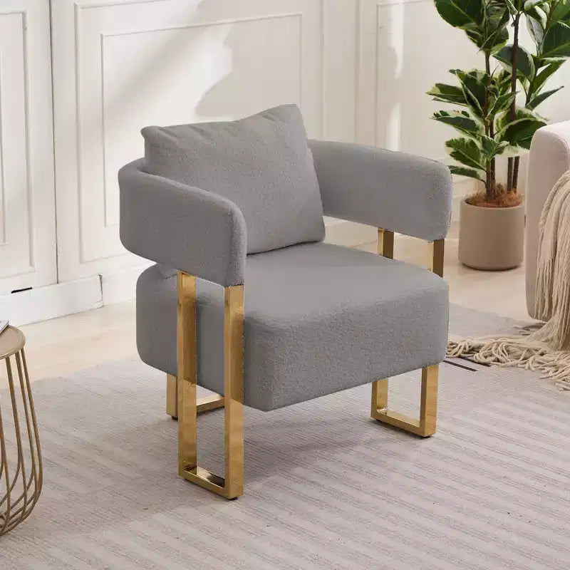 Fauteuils d'appoint modernes avec revêtement en tissu teddy et pieds en métal doré