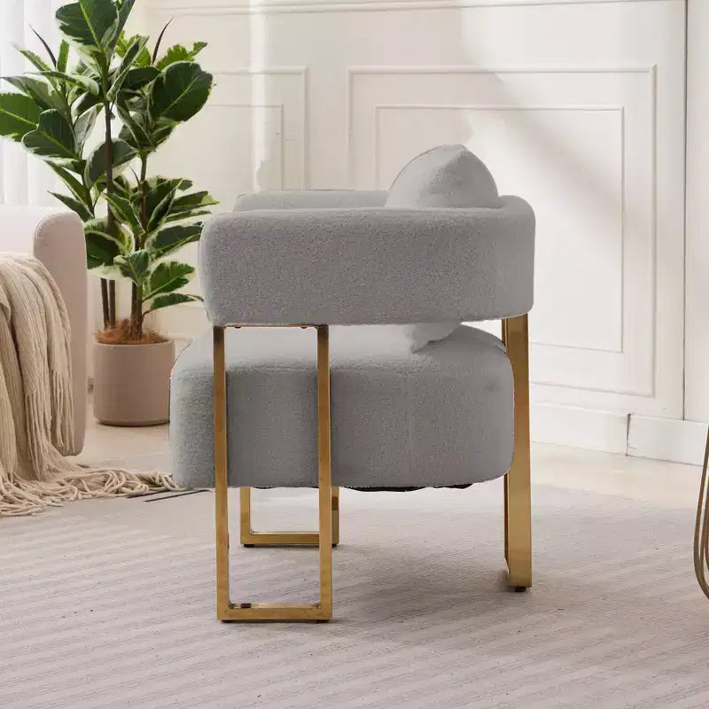 Fauteuils d'appoint modernes avec revêtement en tissu teddy et pieds en métal doré