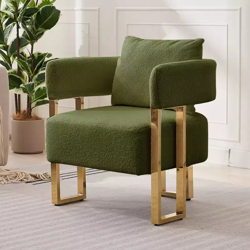 Fauteuils d'appoint modernes avec revêtement en tissu teddy et pieds en métal doré