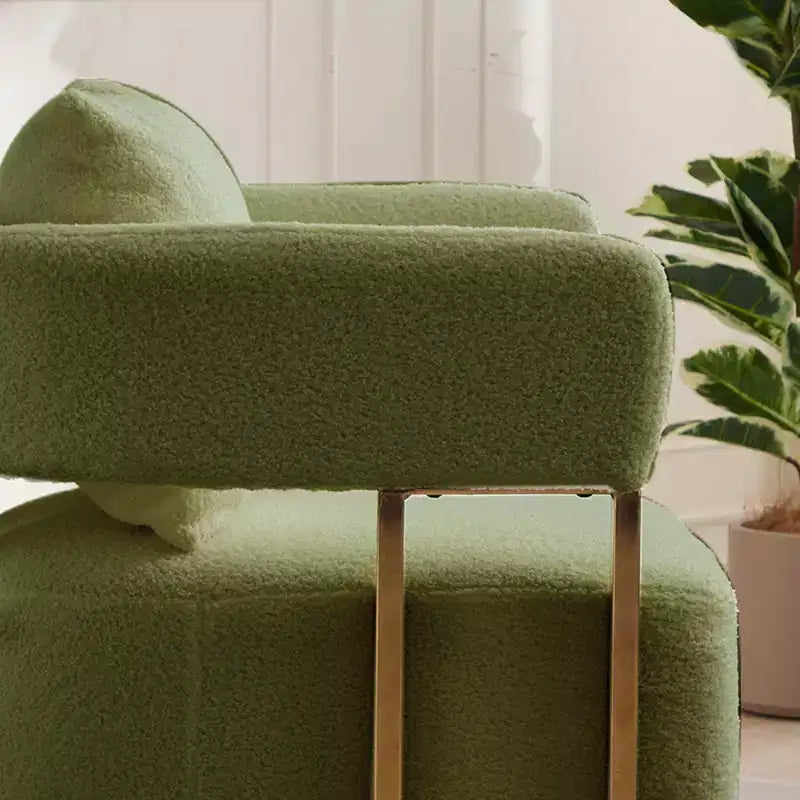 Fauteuils d'appoint modernes avec revêtement en tissu teddy et pieds en métal doré