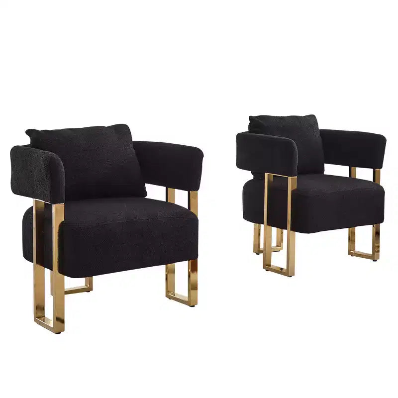 Fauteuils d'appoint modernes avec revêtement en tissu teddy et pieds en métal doré