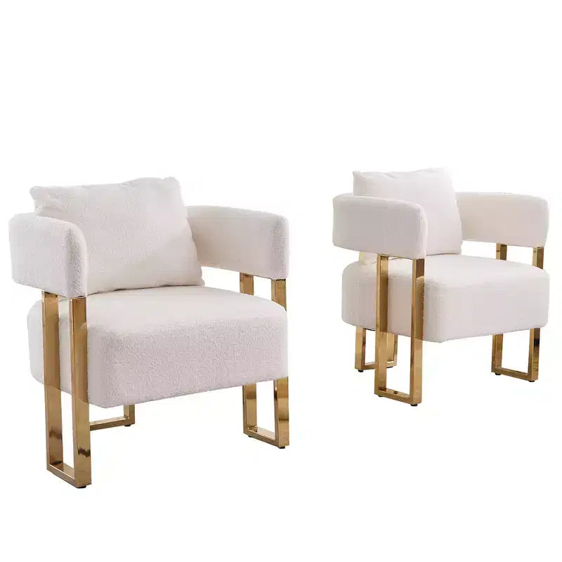Fauteuils d'appoint modernes avec revêtement en tissu teddy et pieds en métal doré
