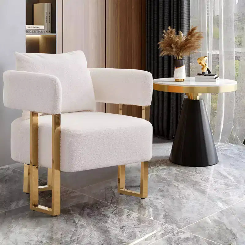 Fauteuils d'appoint modernes avec revêtement en tissu teddy et pieds en métal doré