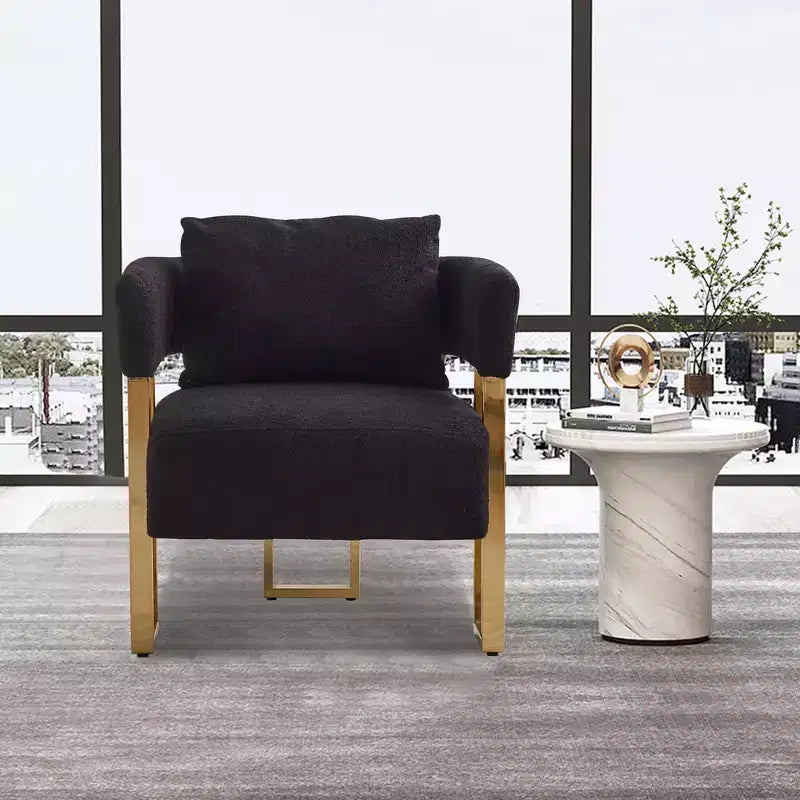 Fauteuils d'appoint modernes avec revêtement en tissu teddy et pieds en métal doré