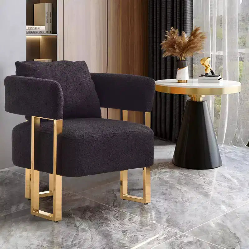 Fauteuils d'appoint modernes avec revêtement en tissu teddy et pieds en métal doré