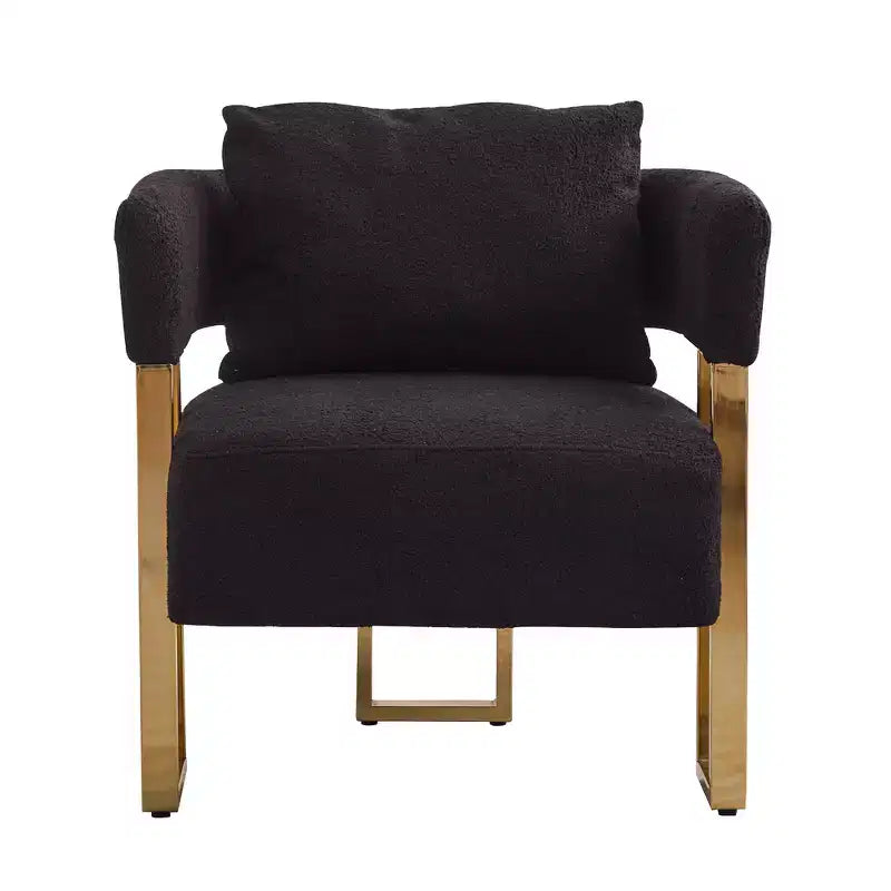 Fauteuils d'appoint modernes avec revêtement en tissu teddy et pieds en métal doré