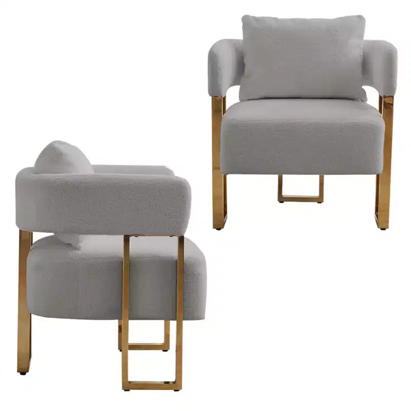 Fauteuils d'appoint modernes avec revêtement en tissu teddy et pieds en métal doré
