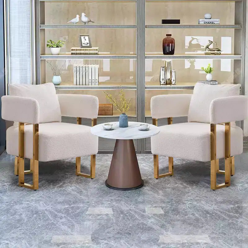 Fauteuils d'appoint modernes avec revêtement en tissu teddy et pieds en métal doré
