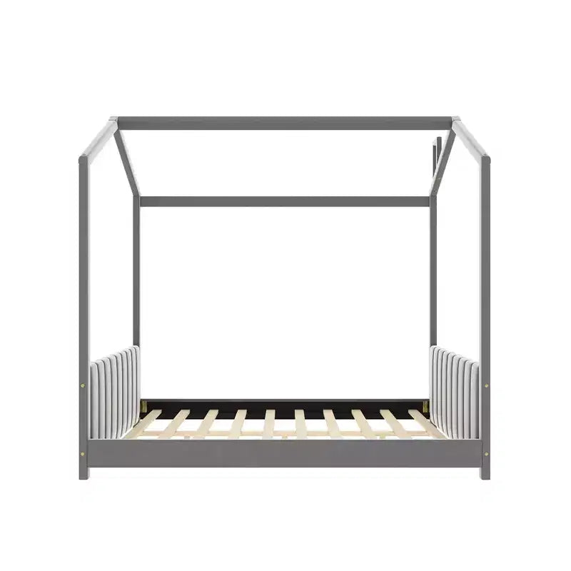 Velvet House Bed for Kids' Room, Gray