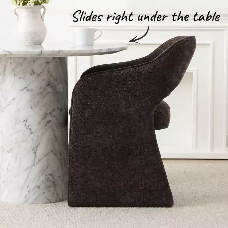 Chaises de salle à manger modernes de 8 pièces, sièges de cuisine entièrement rembourrés en tissu, chaises de salle à manger avec accoudoir intégré et piètement design