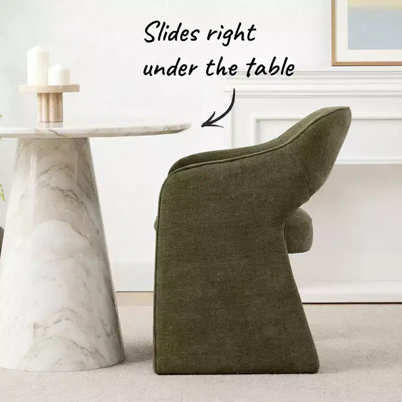 Chaises de salle à manger modernes de 8 pièces, sièges de cuisine entièrement rembourrés en tissu, chaises de salle à manger avec accoudoir intégré et piètement design