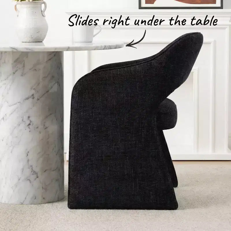 Chaises de salle à manger modernes de 8 pièces, sièges de cuisine entièrement rembourrés en tissu, chaises de salle à manger avec accoudoir intégré et piètement design