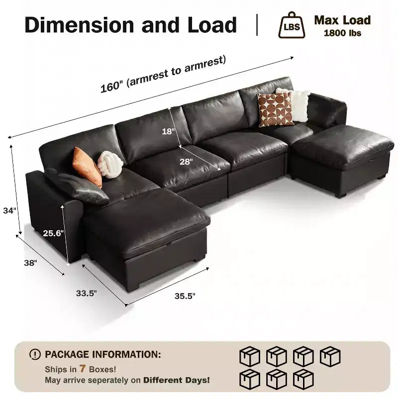 Grand canapé sectionnel modulaire Cloud pour salon, canapé confortable en duvet à assise large et profonde, structure en bois massif, assemblage sans outils