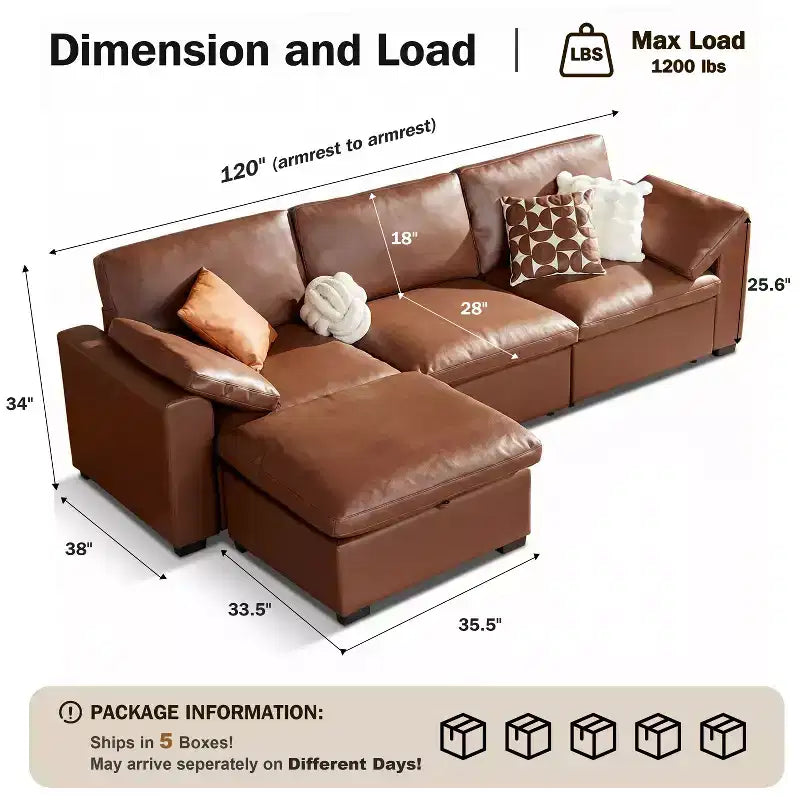 Grand canapé sectionnel modulaire Cloud pour salon, canapé confortable en duvet à assise large et profonde, structure en bois massif, assemblage sans outils