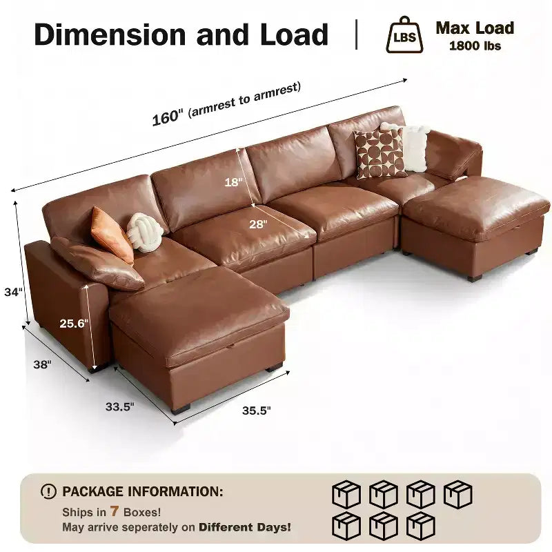 Grand canapé sectionnel modulaire Cloud pour salon, canapé confortable en duvet à assise large et profonde, structure en bois massif, assemblage sans outils