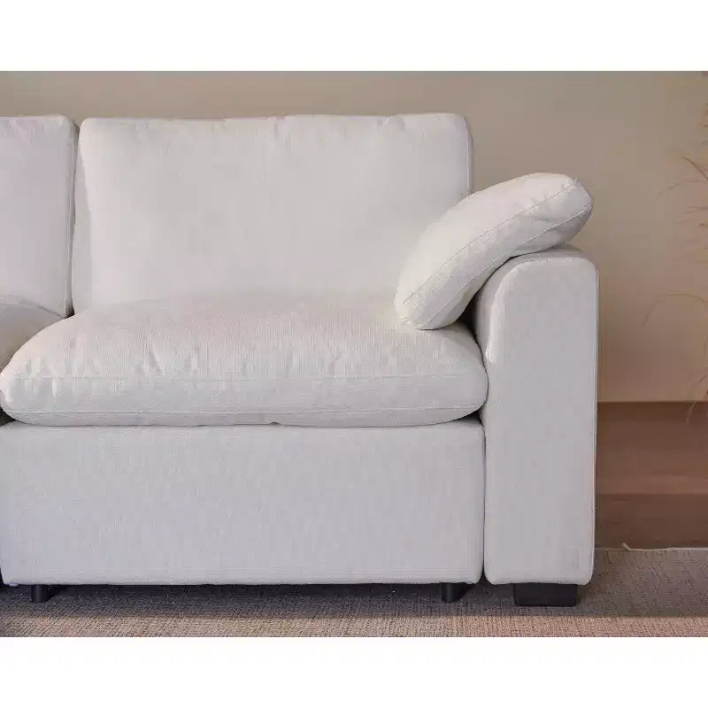Grand canapé sectionnel modulaire Cloud pour salon, canapé confortable en duvet à assise large et profonde, structure en bois massif, assemblage sans outils