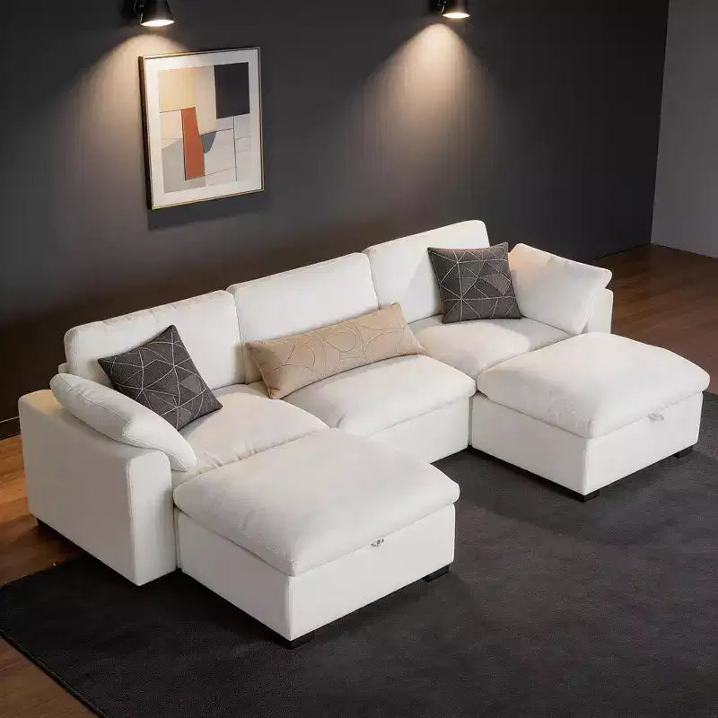 Grand canapé sectionnel modulaire Cloud pour salon, canapé confortable en duvet à assise large et profonde, structure en bois massif, assemblage sans outils