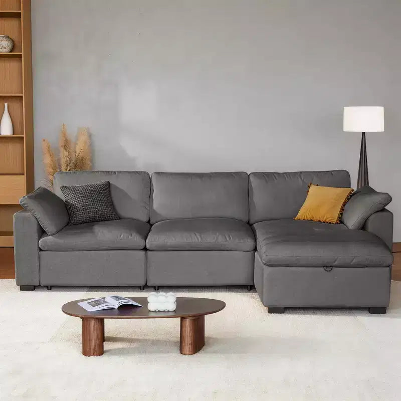Grand canapé sectionnel modulaire Cloud pour salon, canapé confortable en duvet à assise large et profonde, structure en bois massif, assemblage sans outils