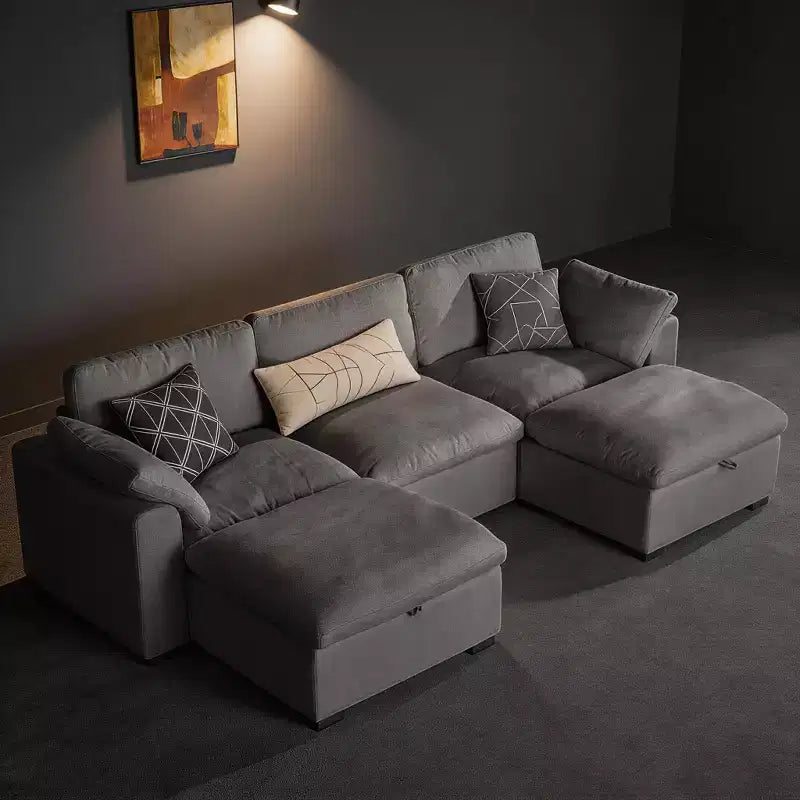 Grand canapé sectionnel modulaire Cloud pour salon, canapé confortable en duvet à assise large et profonde, structure en bois massif, assemblage sans outils
