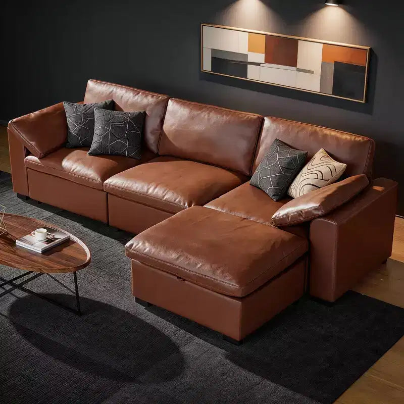 Grand canapé sectionnel modulaire Cloud pour salon, canapé confortable en duvet à assise large et profonde, structure en bois massif, assemblage sans outils