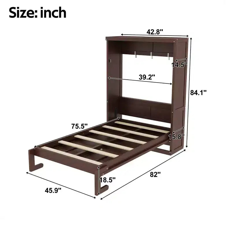 Lit escamotable avec armoire rabattable