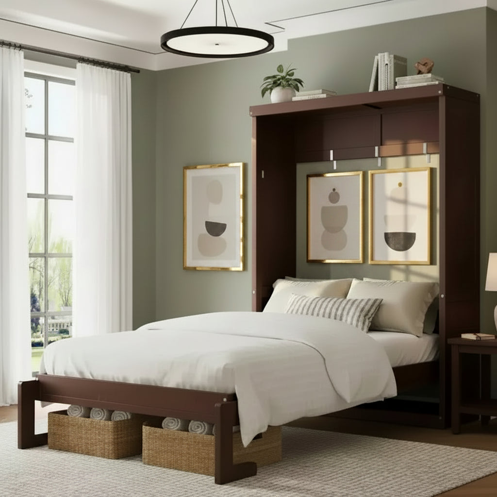Polibi Murphy Bed with Foldable Cabinet