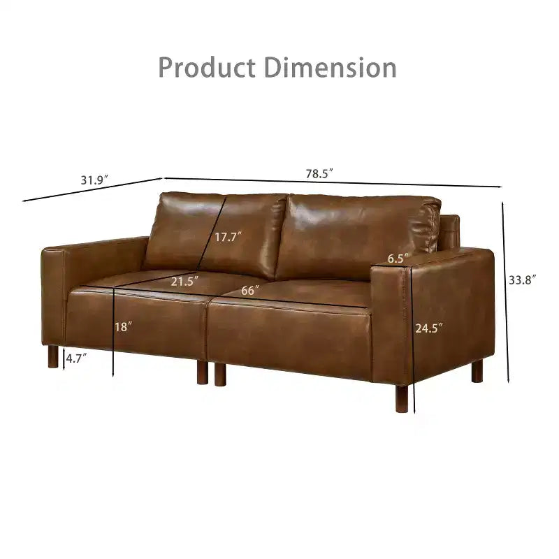 Melvin Causeuse Rembourrée en Faux Cuir Style Moderne du Milieu du Siècle 78,5