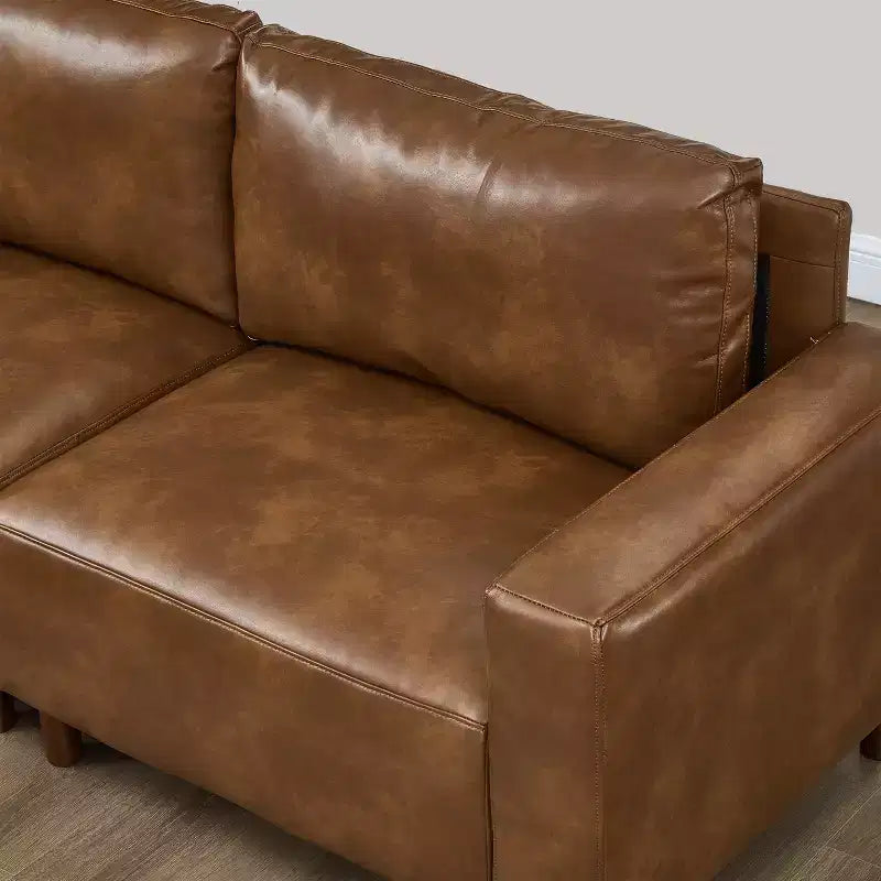 Melvin Causeuse Rembourrée en Faux Cuir Style Moderne du Milieu du Siècle 78,5