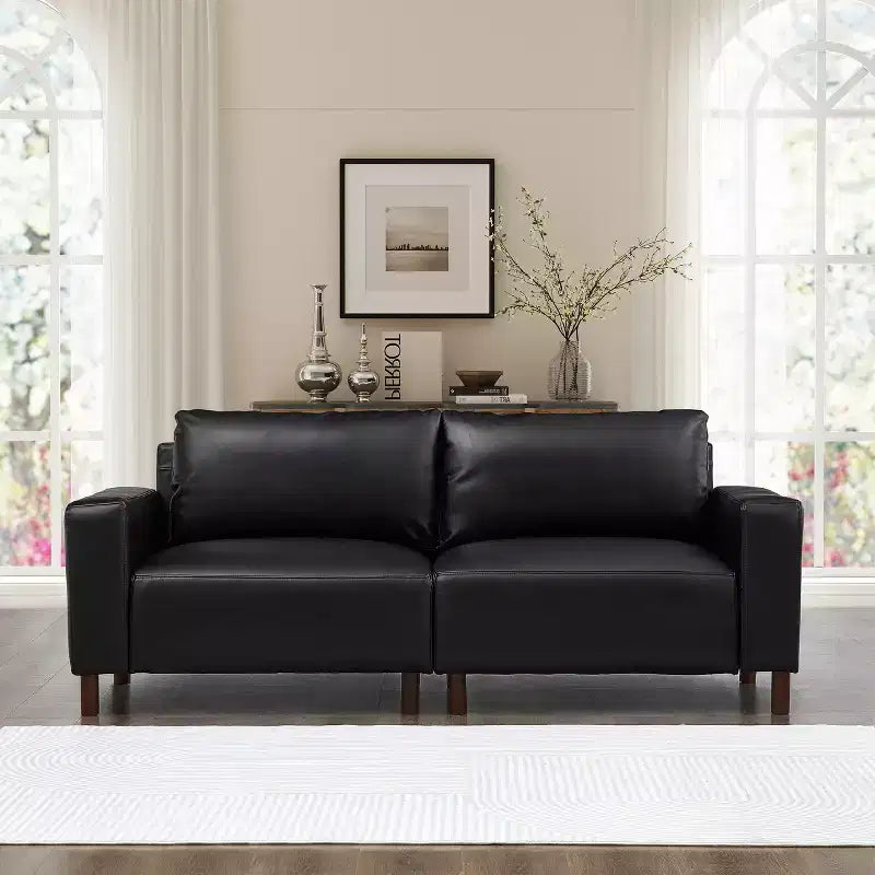 Melvin Causeuse Rembourrée en Faux Cuir Style Moderne du Milieu du Siècle 78,5
