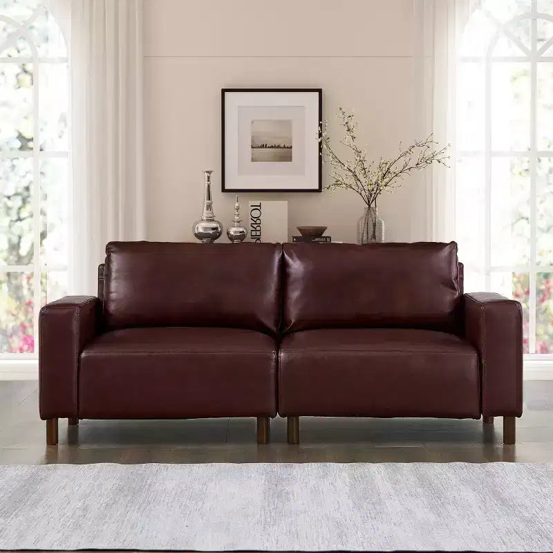 Melvin Causeuse Rembourrée en Faux Cuir Style Moderne du Milieu du Siècle 78,5