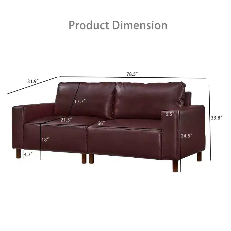Melvin Causeuse Rembourrée en Faux Cuir Style Moderne du Milieu du Siècle 78,5