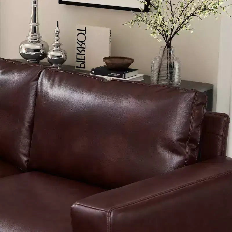 Melvin Causeuse Rembourrée en Faux Cuir Style Moderne du Milieu du Siècle 78,5
