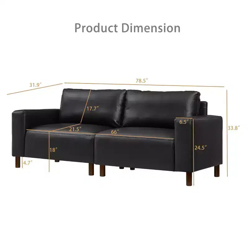 Melvin Causeuse Rembourrée en Faux Cuir Style Moderne du Milieu du Siècle 78,5