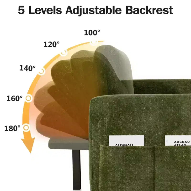 Canapé-lit convertible 2-en-1 avec méridienne de rangement, sectionnel en chenille avec ports USB pour salon