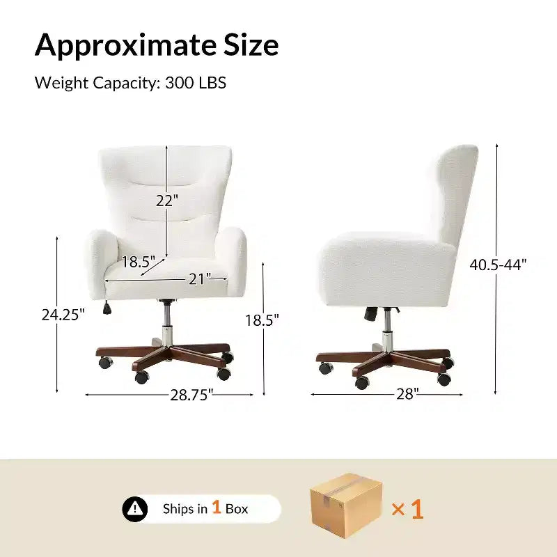 Chaise de bureau Jocelyn avec hauteur réglable et accoudoirs incurvés