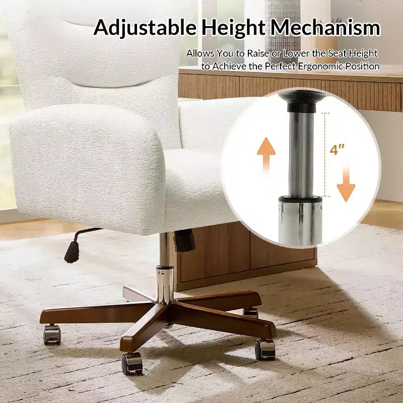 Chaise de bureau Jocelyn avec hauteur réglable et accoudoirs incurvés