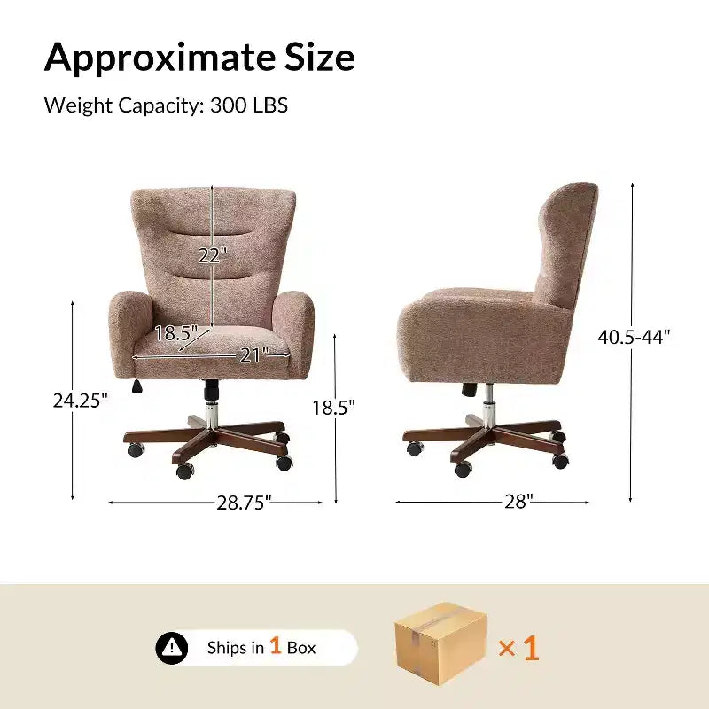 Chaise de bureau Jocelyn avec hauteur réglable et accoudoirs incurvés