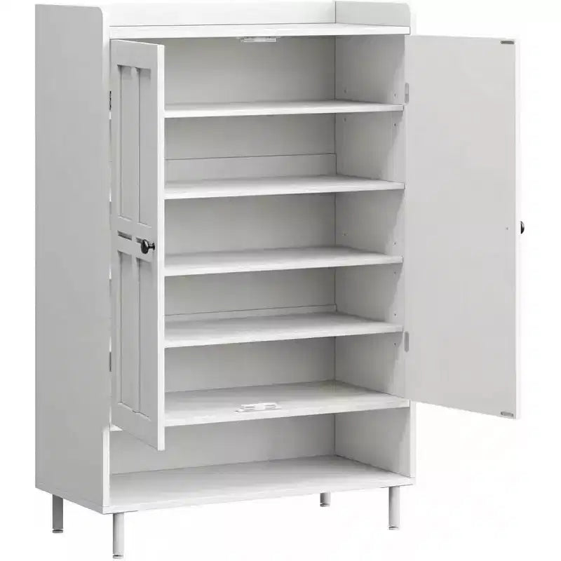 Meuble à chaussures de ferme à 6 niveaux avec 3 étagères réglables et pieds en métal, armoire de rangement pour chaussures de 114 cm de haut pour l'entrée, porte d'entrée