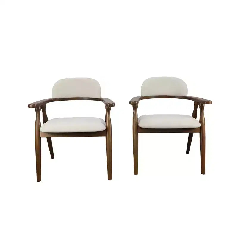 Chaises de salle à manger tapissées en hévéa Cedric Farmhouse avec dossier incurvé