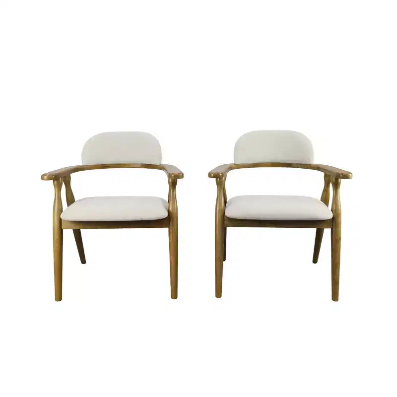 Chaises de salle à manger tapissées en hévéa Cedric Farmhouse avec dossier incurvé