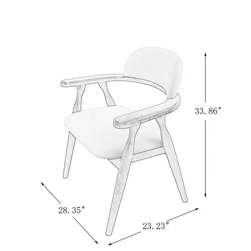 Chaises de salle à manger tapissées en hévéa Cedric Farmhouse avec dossier incurvé