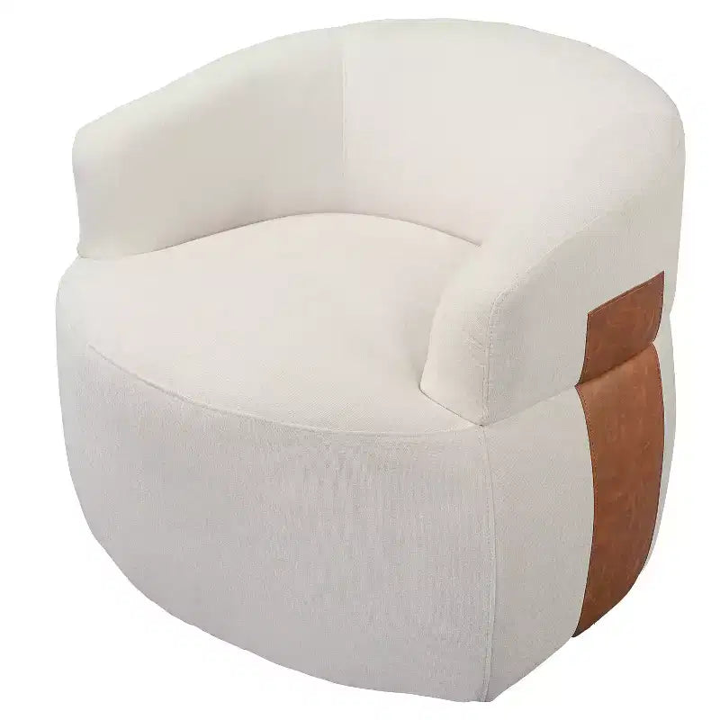 Fauteuil d'appoint pivotant moderne Suroi avec structure en bois et pieds en métal