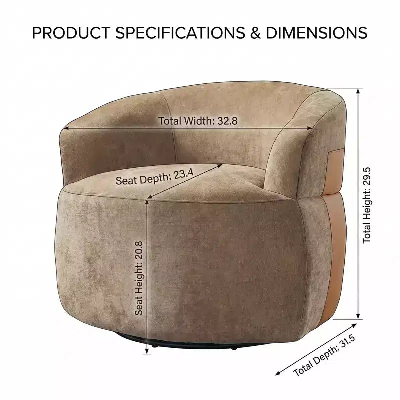 Fauteuil d'appoint pivotant moderne Suroi avec structure en bois et pieds en métal