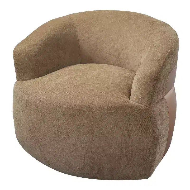 Fauteuil d'appoint pivotant moderne Suroi avec structure en bois et pieds en métal