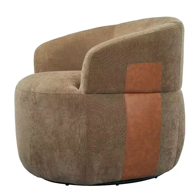 Fauteuil d'appoint pivotant moderne Suroi avec structure en bois et pieds en métal