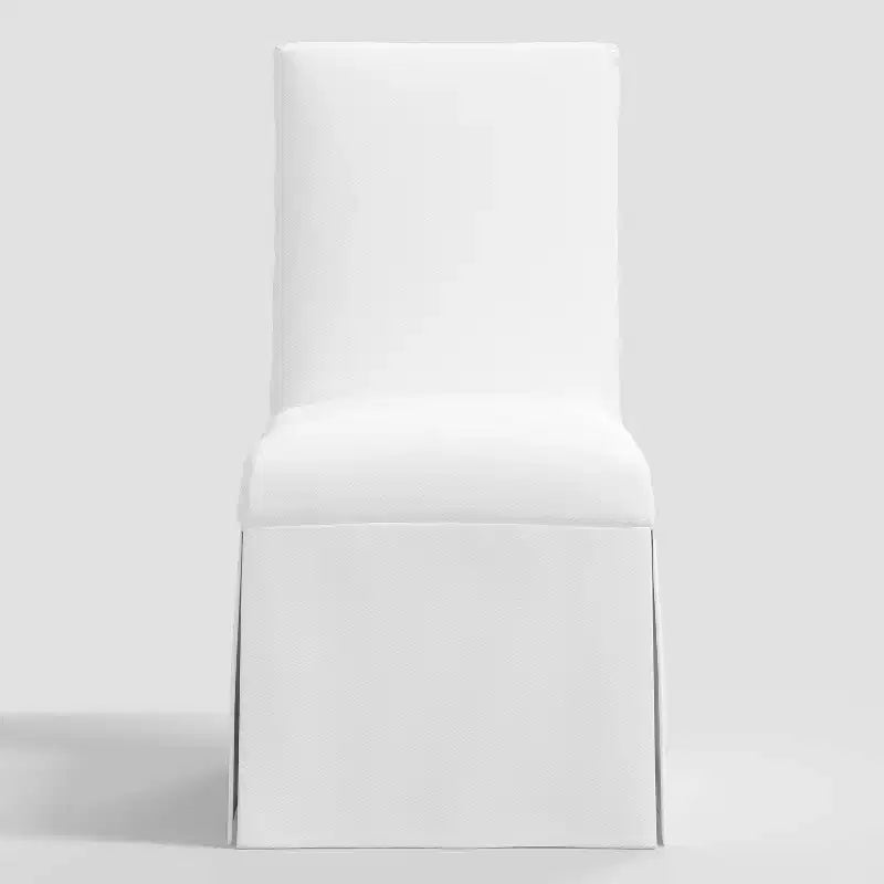 Chaise de salle à manger déhoussable Samy, jupe, sergé blanc – Siège élégant et rembourré, cadre en bois d'hévéa, capacité de 113 kg