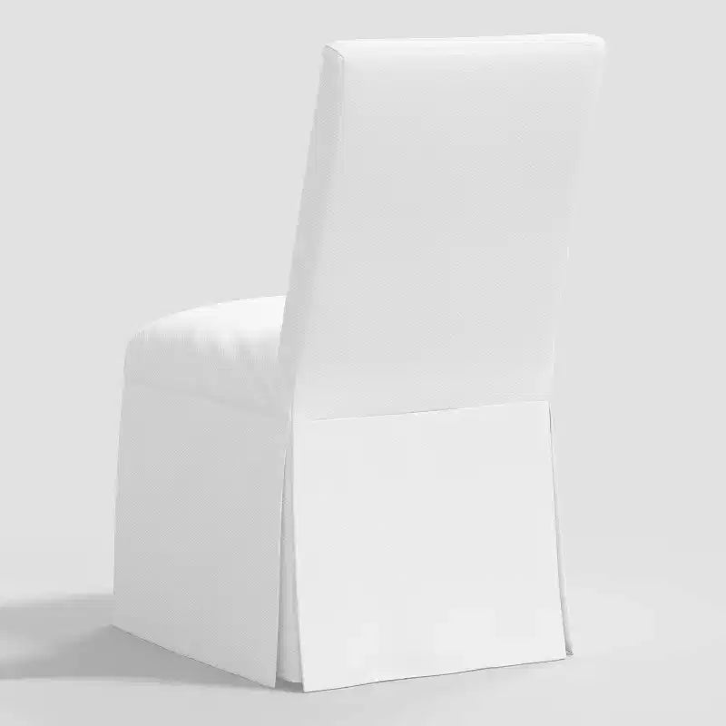 Chaise de salle à manger déhoussable Samy, jupe, sergé blanc – Siège élégant et rembourré, cadre en bois d'hévéa, capacité de 113 kg