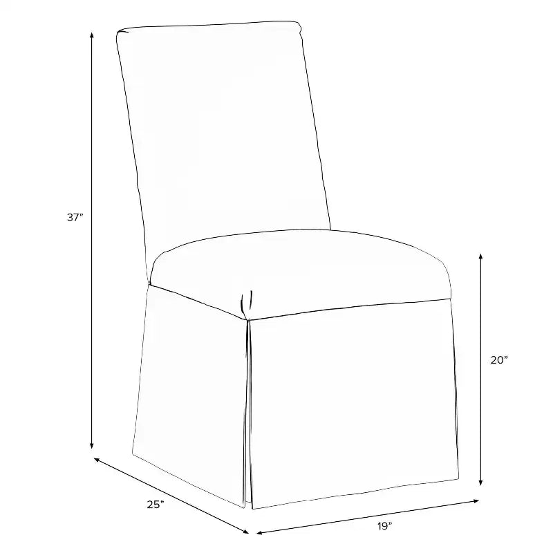 Chaise de salle à manger déhoussable Samy, jupe, sergé blanc – Siège élégant et rembourré, cadre en bois d'hévéa, capacité de 113 kg